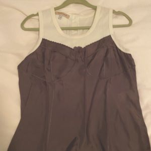 See By Chloe white cotton and gunmetal silk sleeveless top. Size 44/8
